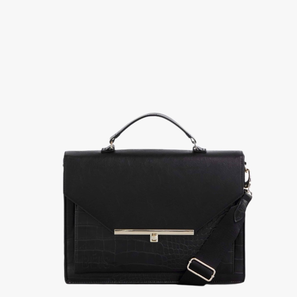 Béis The Messenger - black croc pattern bag